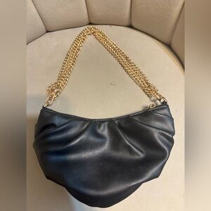 Elegant Black  Bag with Gold Chain